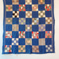 Antique Indigo Blue Nine Patch Quilt with Paisley Backing, c1900