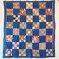 Antique Indigo Blue Nine Patch Quilt with Paisley Backing, c1900