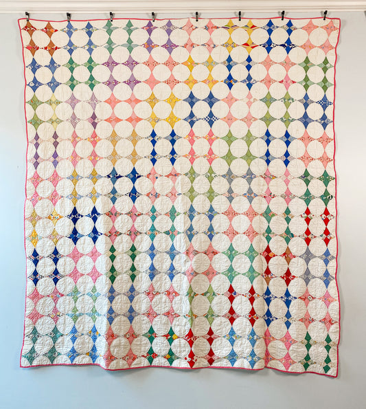 Vintage Snowball Quilt in Bright Colors, c1930
