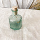 Antique Green Glass Octagonal English Inkwell with Blown Top