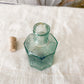 Antique Green Glass Octagonal English Inkwell with Blown Top