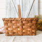 Vintage Split Wood Rectangular Woven Market Basket with Handle