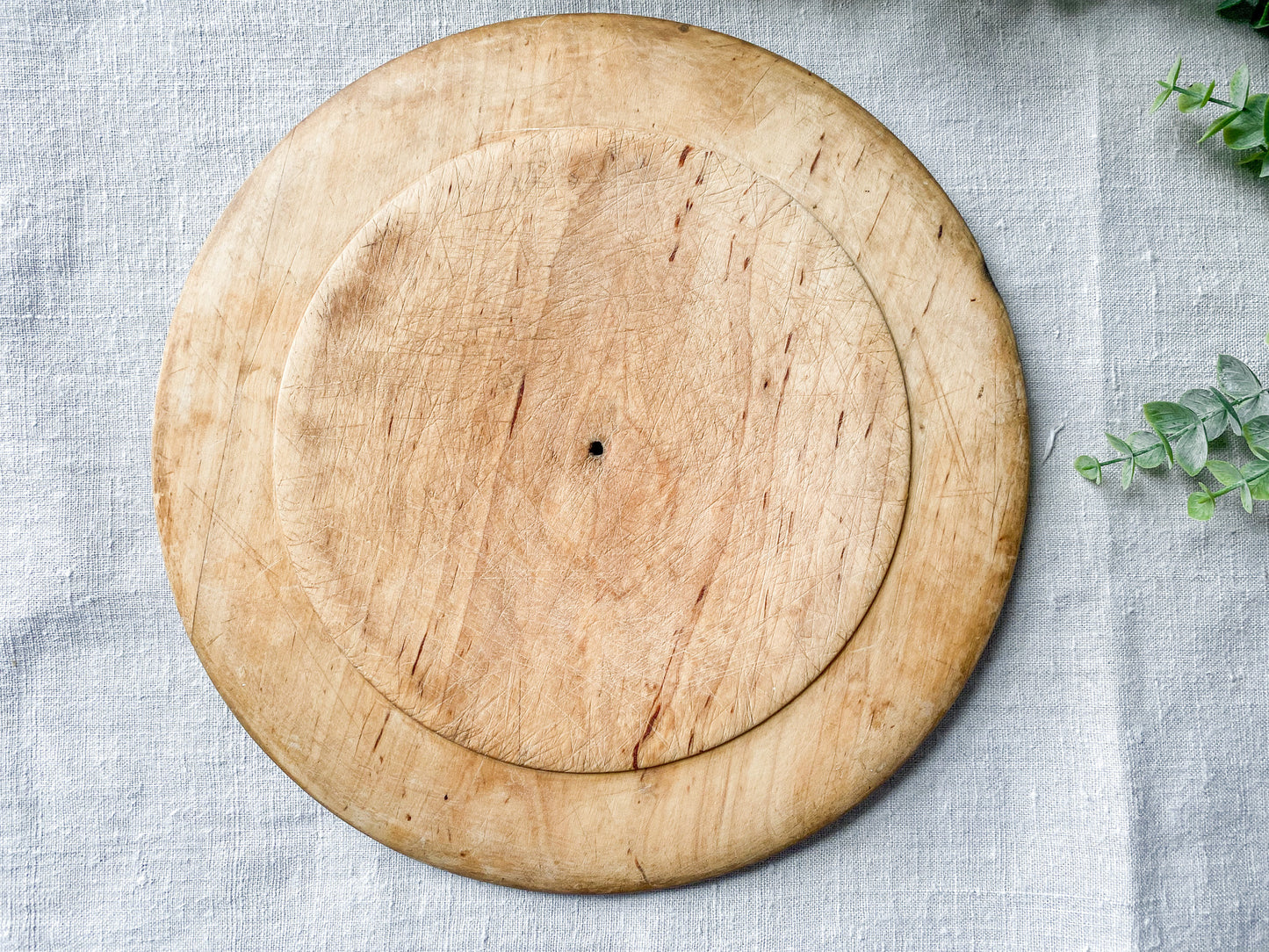 Vintage English Carved Round 11" Bread Board