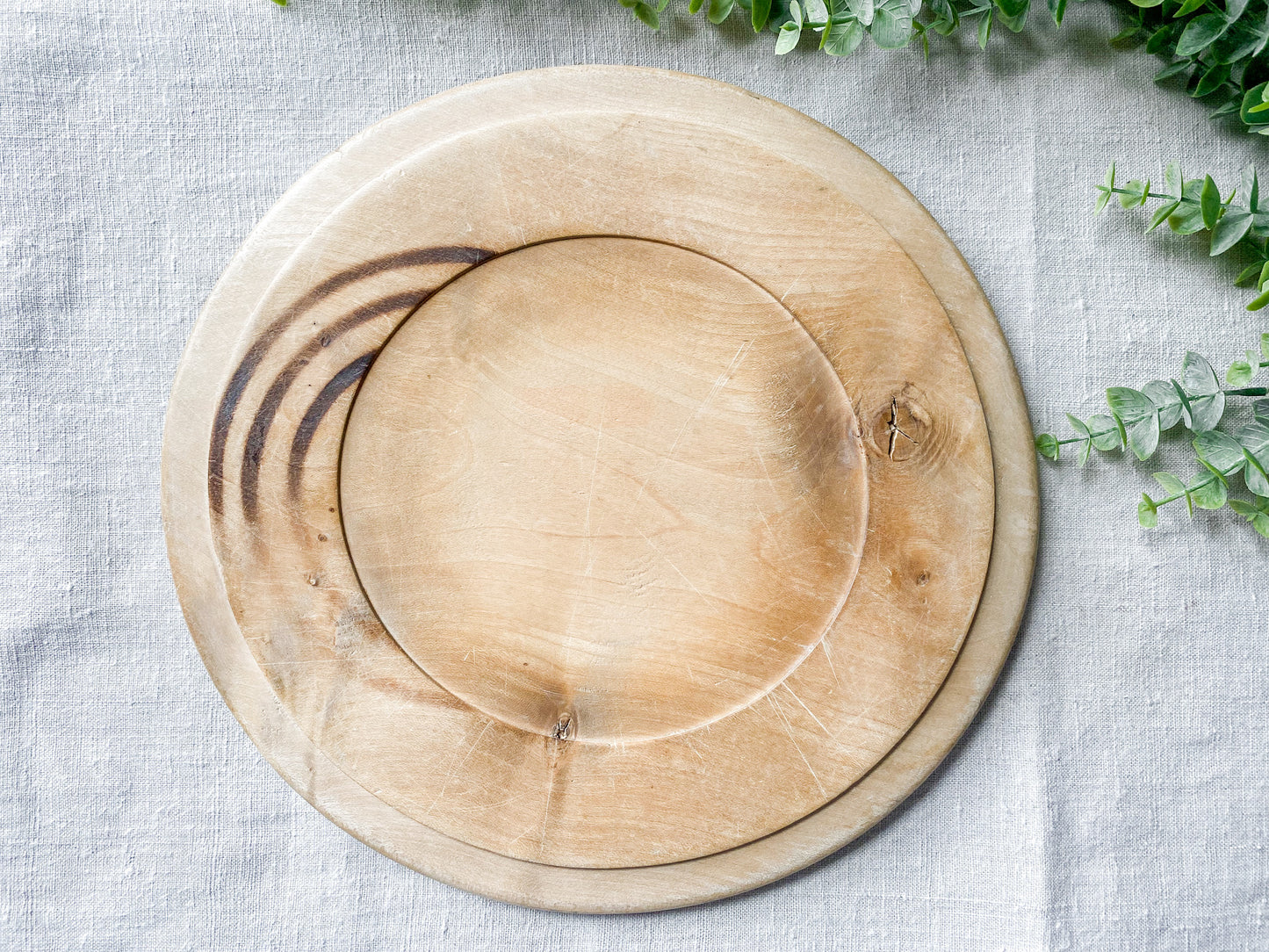 Vintage English Carved Round 11" Bread Board