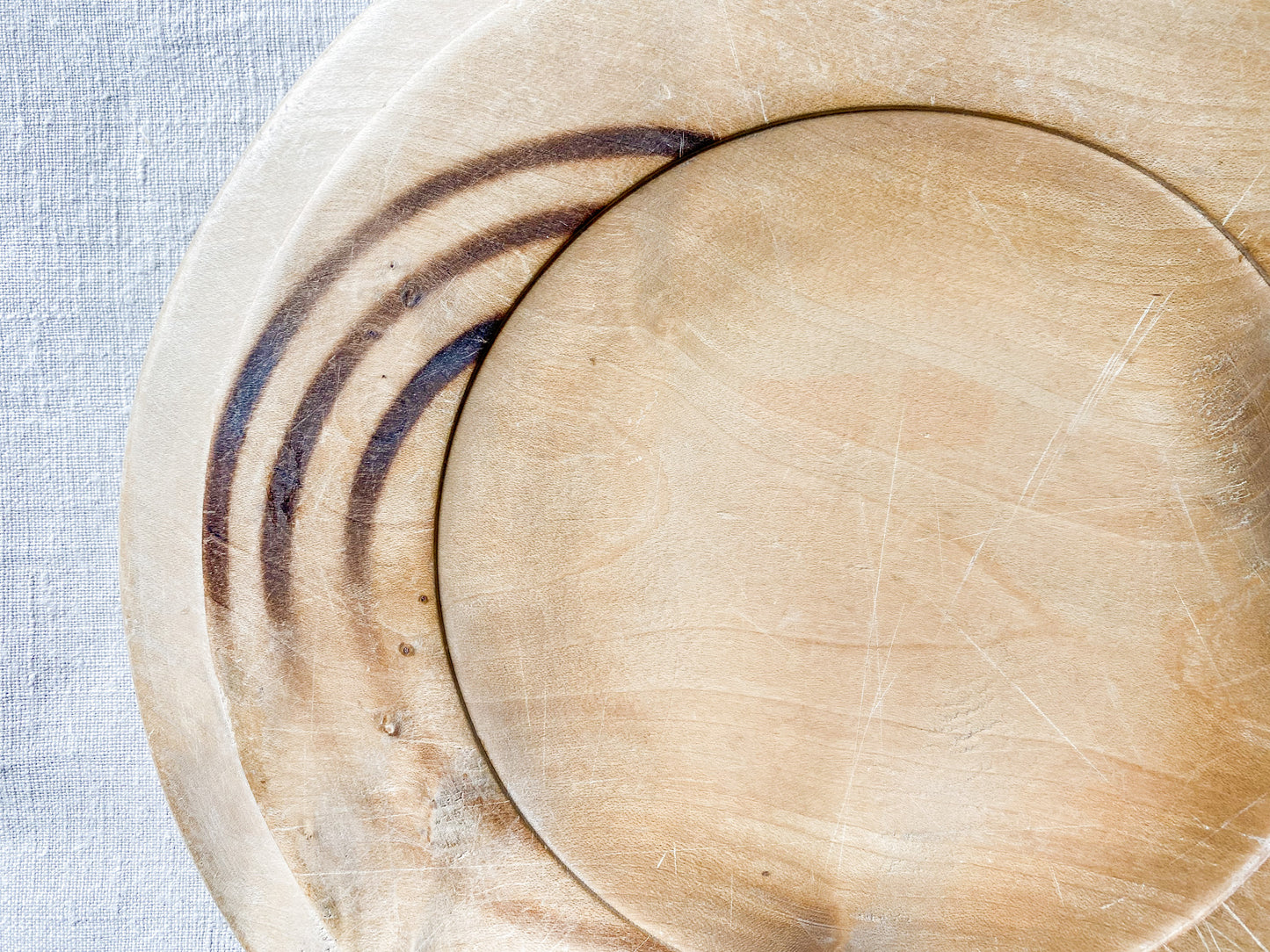 Vintage English Carved Round 11" Bread Board