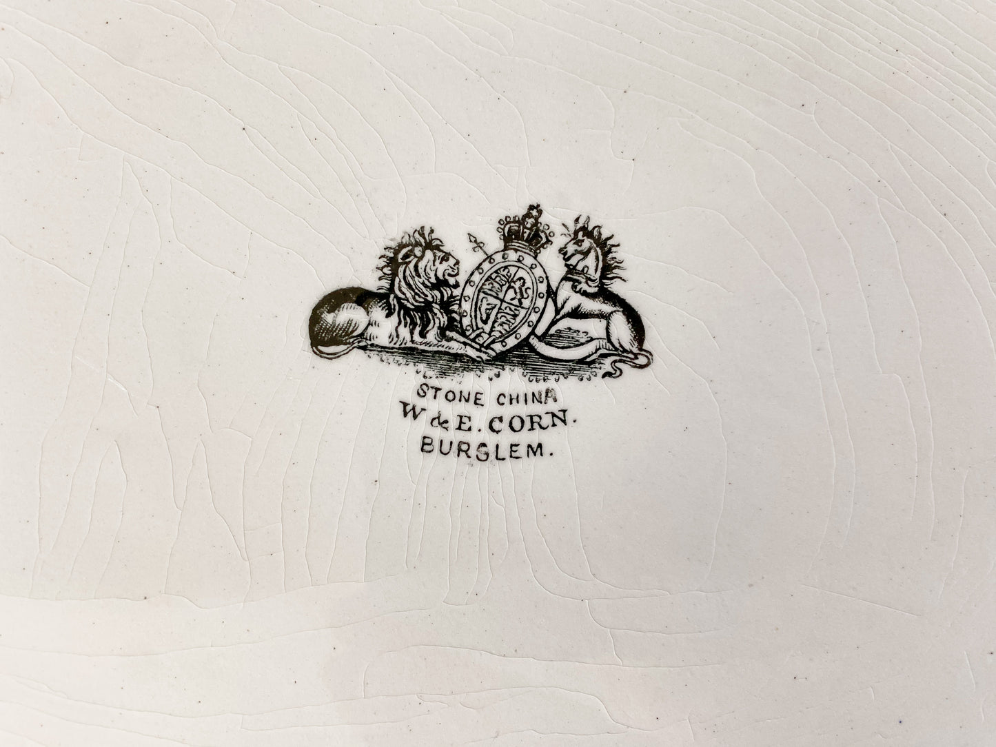 Antique White Ironstone Platter | Oriental Shape by W. & E. Corn, Burslem, England, c1880