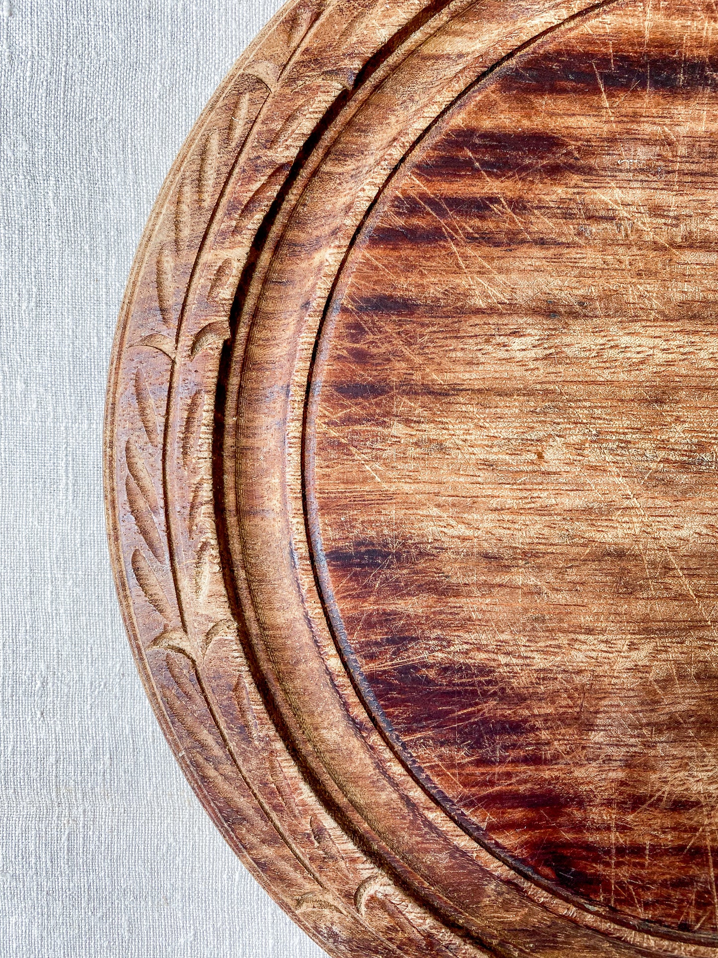 Vintage Carved Round Bread Board by Bramhall Woodware