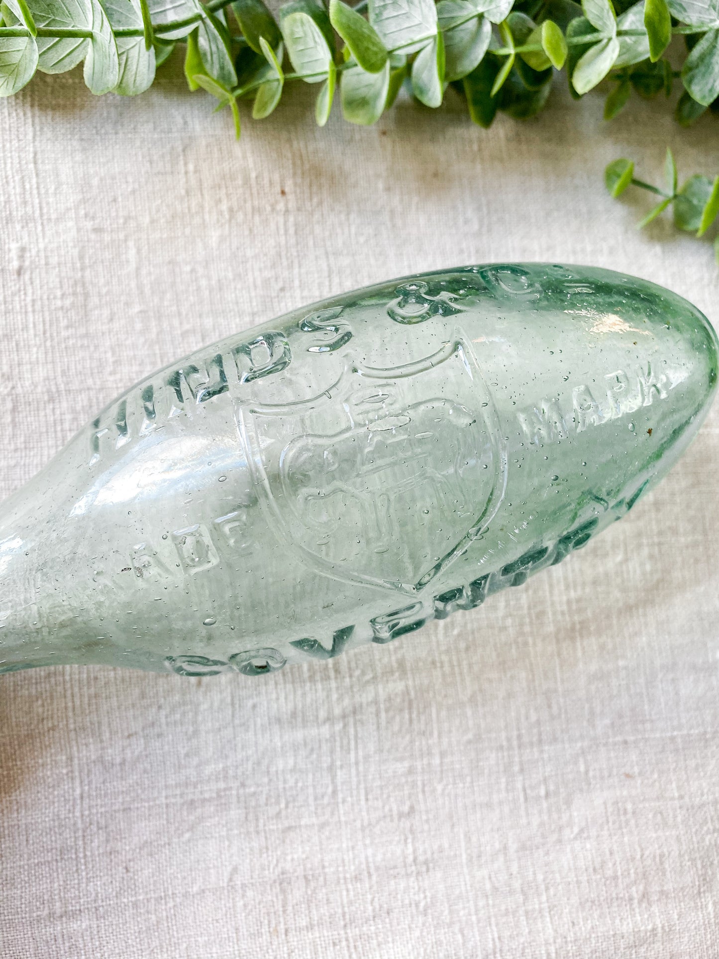 Antique Hinds & Co. Glass Blob Top Torpedo Bottle