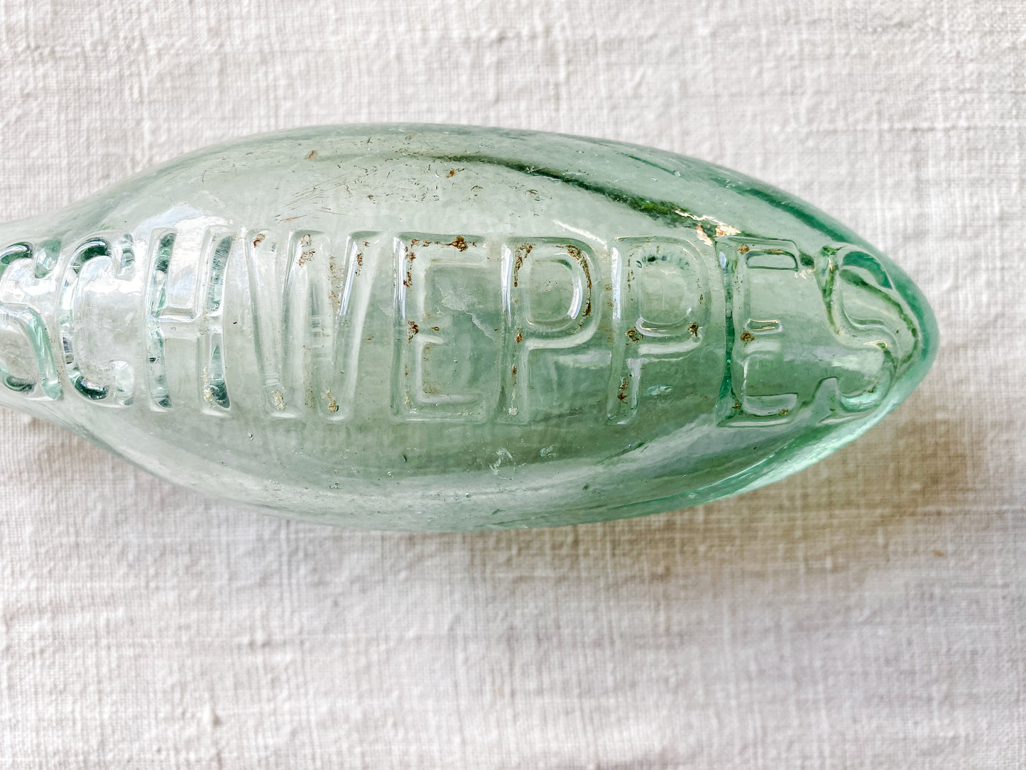 Antique Schweppes Glass Blob Top Torpedo Bottle