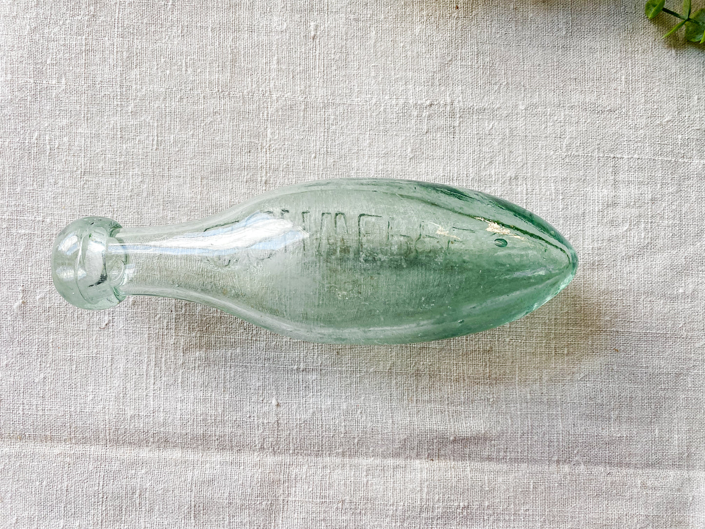 Antique Schweppes Glass Blob Top Torpedo Bottle