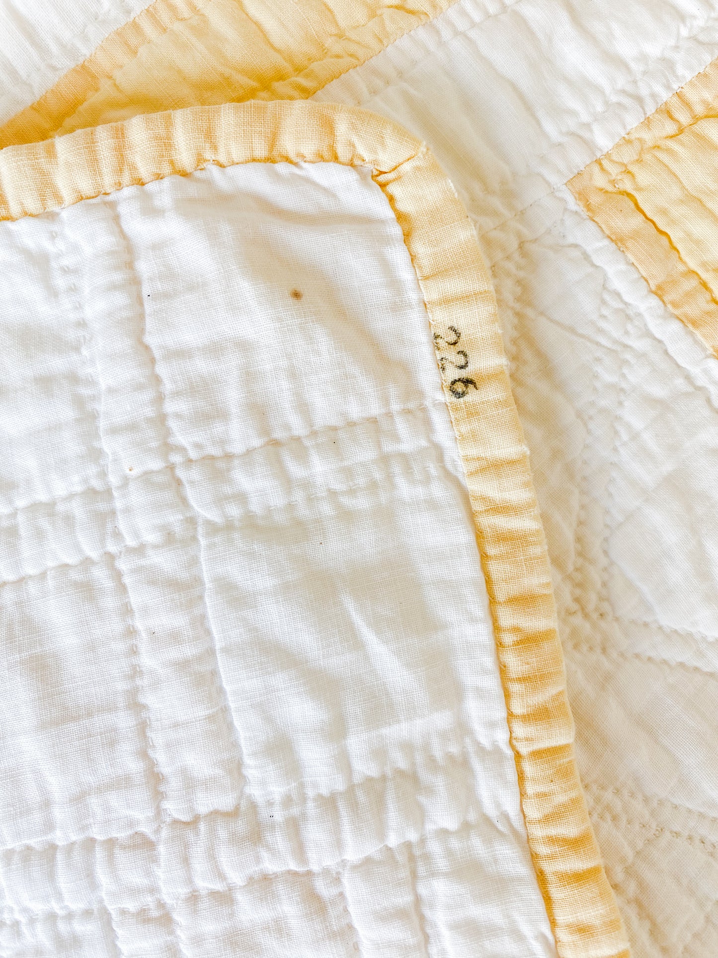 Vintage Yellow and White Jacob's Ladder Quilt