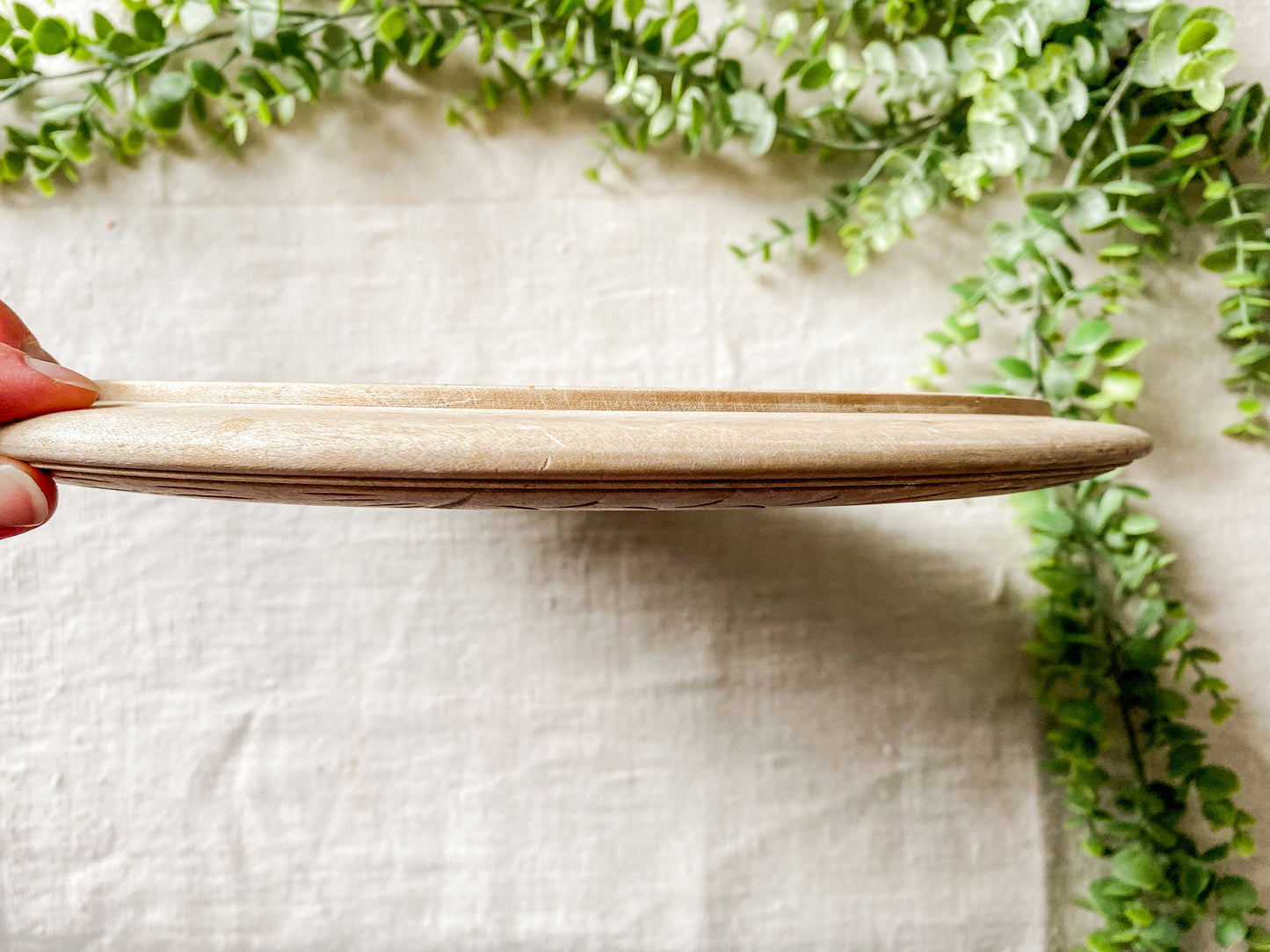 Vintage English Carved Round Breadboard (Light Wood)