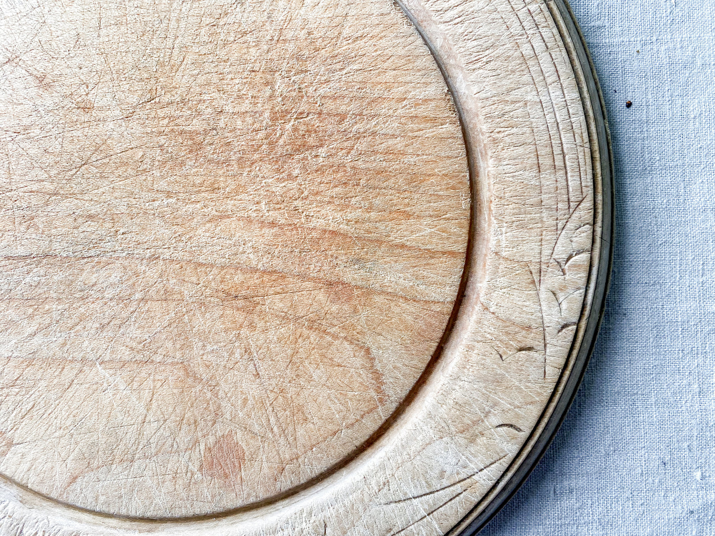 Vintage English Carved Round Breadboard