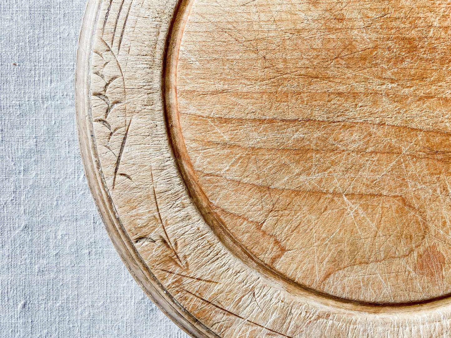 Vintage English Carved Round Breadboard