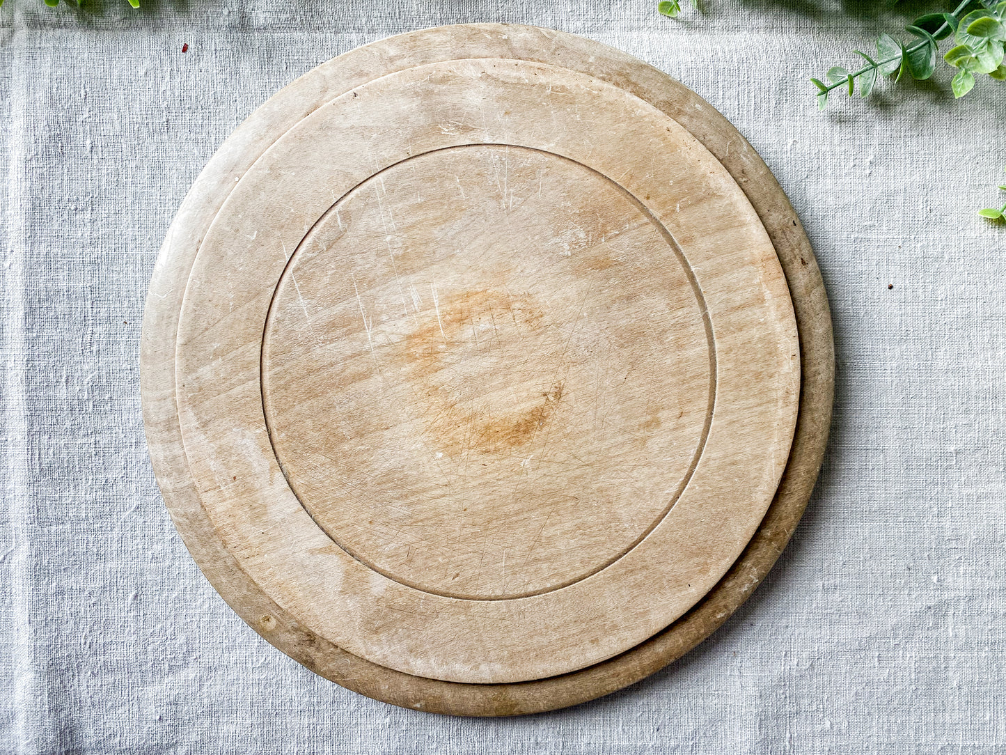 Vintage English Carved Round Breadboard