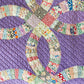 Vintage Purple Double Wedding Ring Quilt | Small Twin Size Feedsack Fabrics
