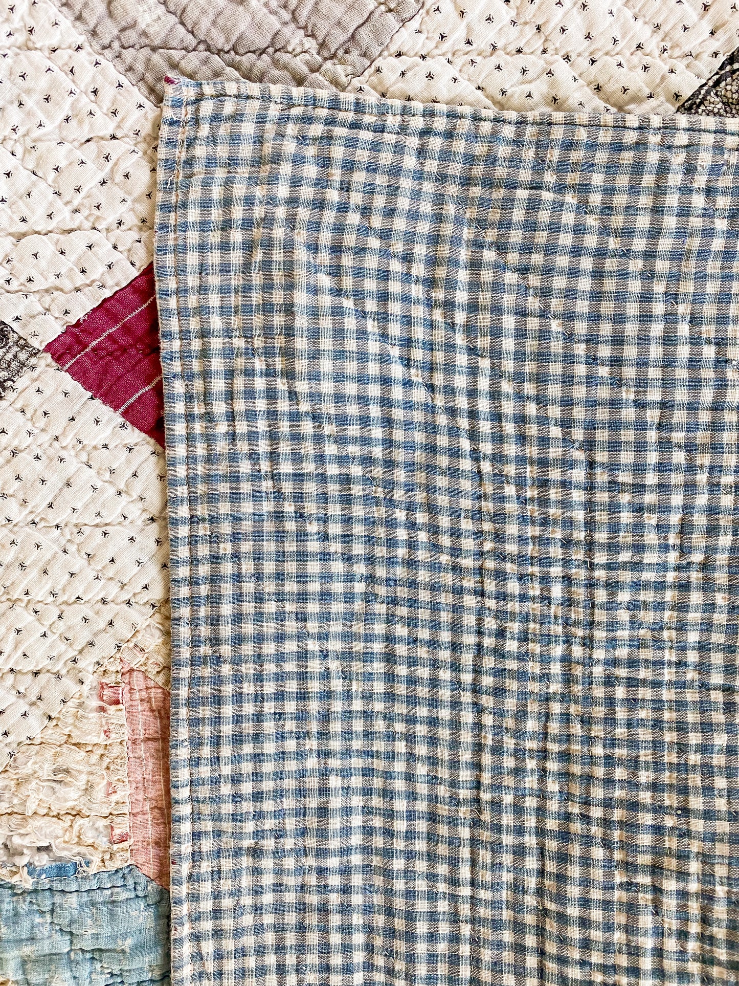 Antique Red and Blue Basket Quilt | Cutter Stacking Quilt