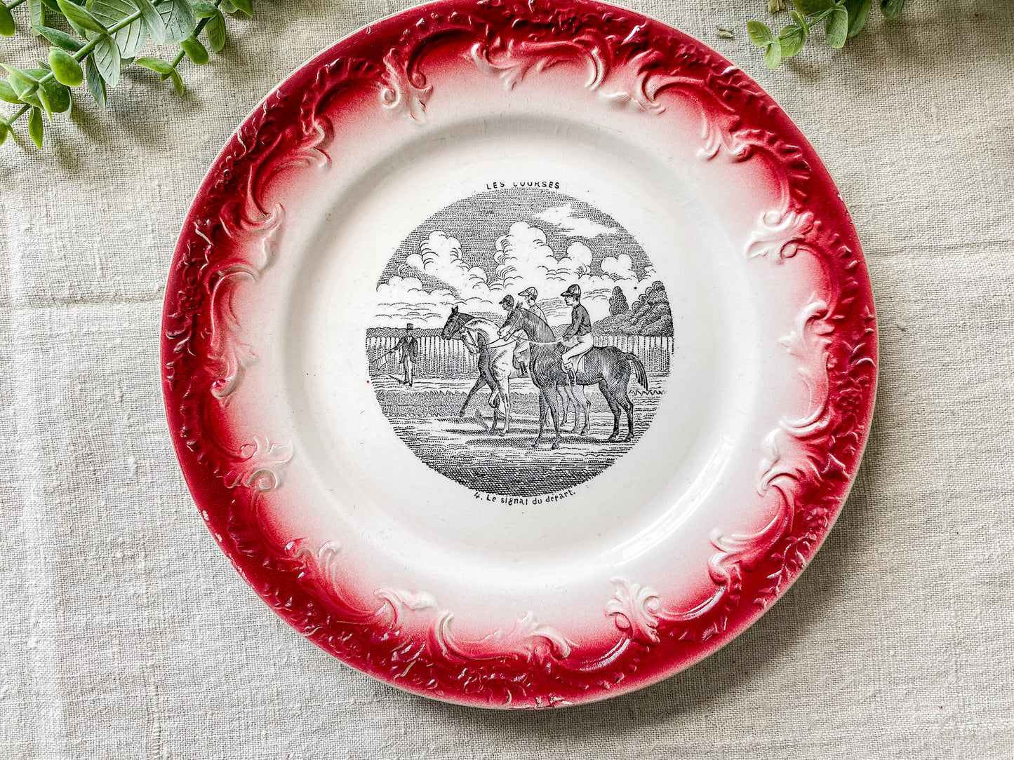 Racing Horse Antique French Conversation Plate