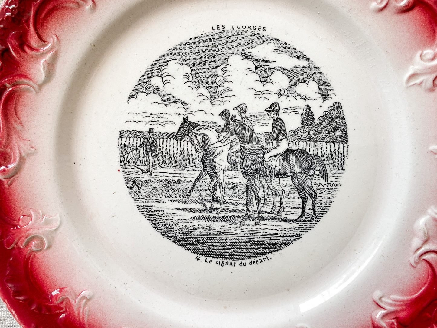 Racing Horse Antique French Conversation Plate