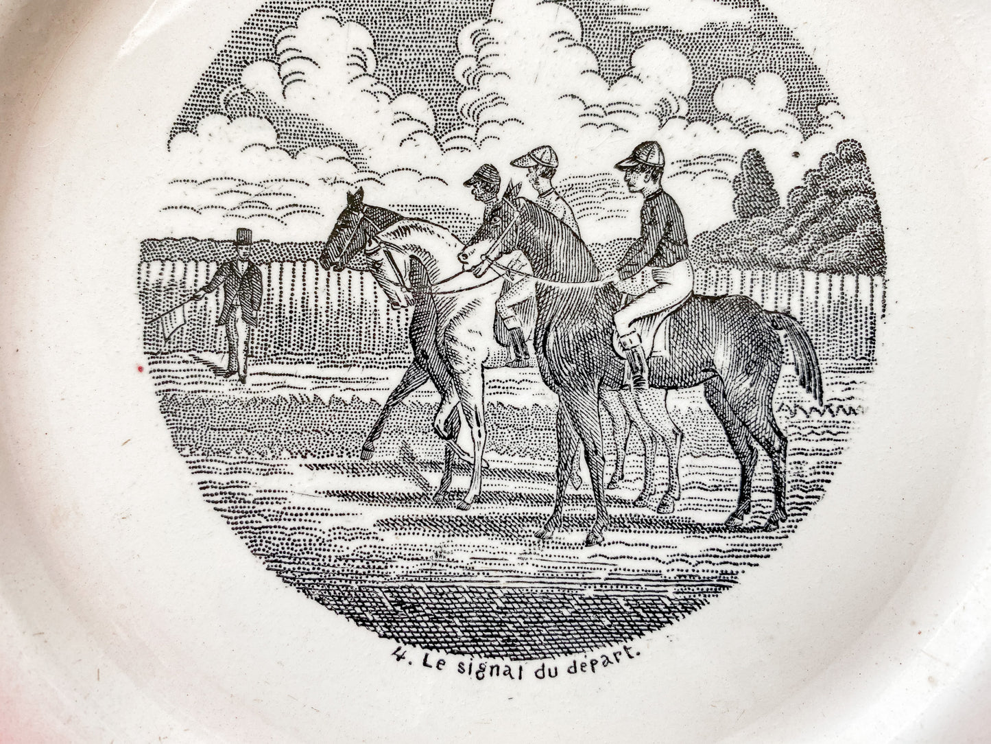 Racing Horse Antique French Conversation Plate