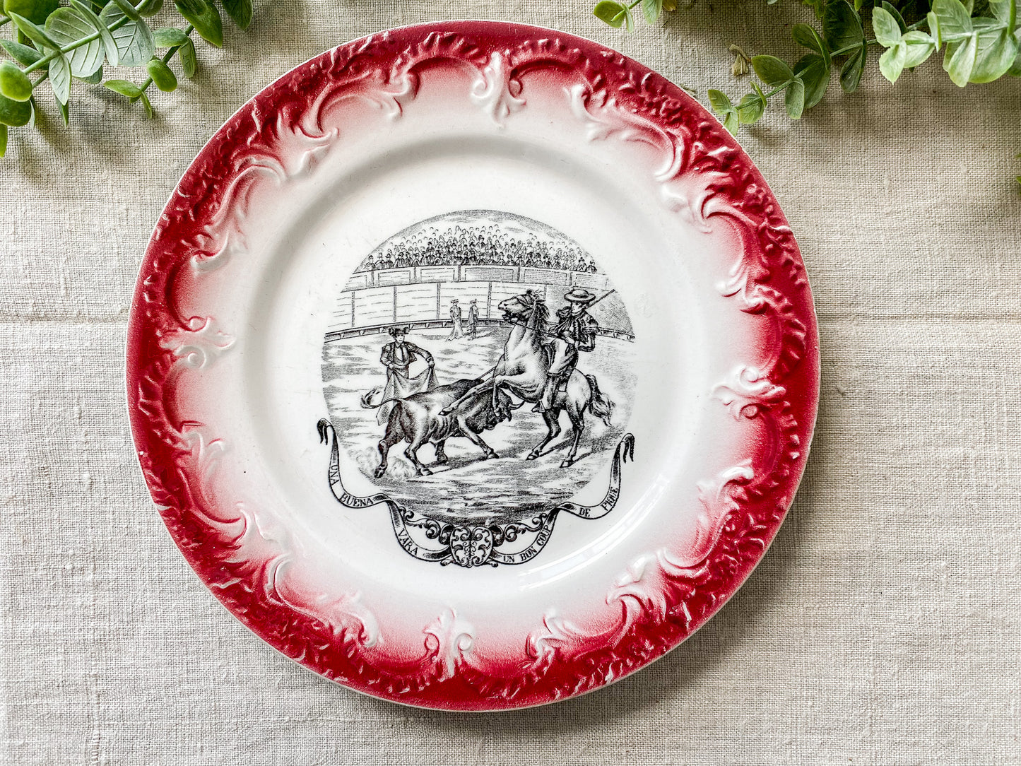 Bullfighter Antique French Conversation Plate