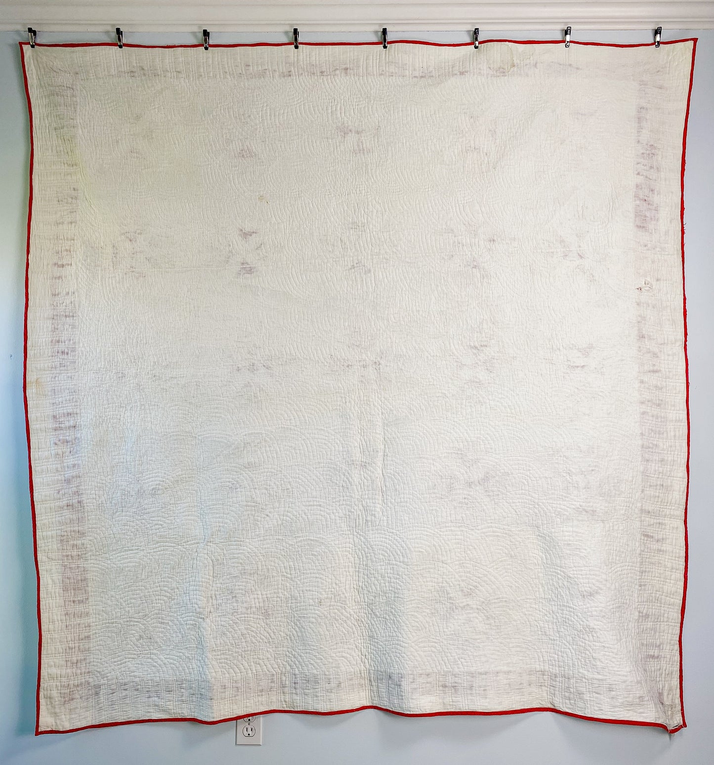 Antique Turkey Tracks Quilt in Turkey Red and Tan, c1880