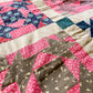 Antique Broken Dishes Unfinished Quilt Top | Late 1800s Calico Fabrics