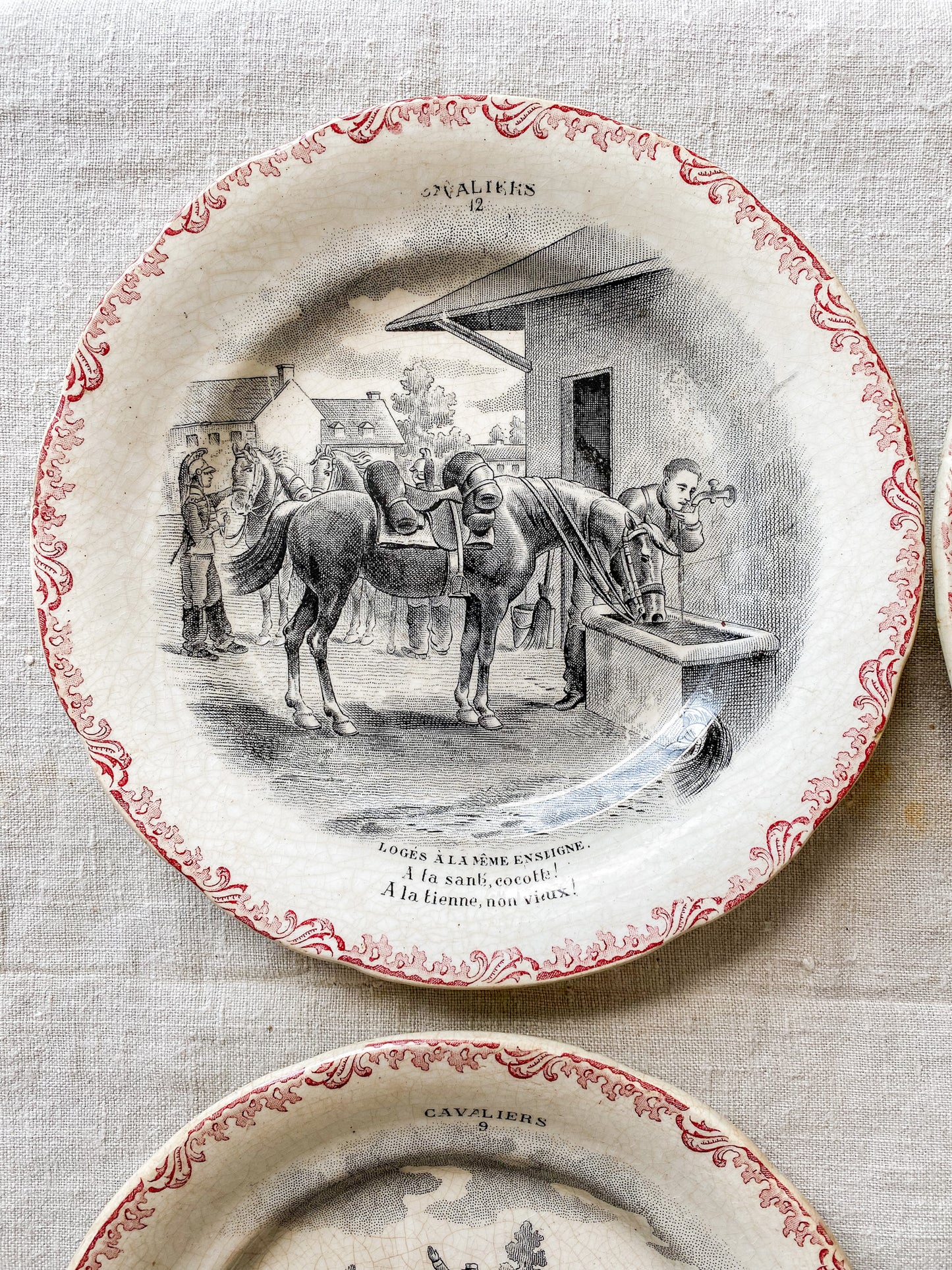 Cavaliers Set of 4 Equestrian French Conversation Plates