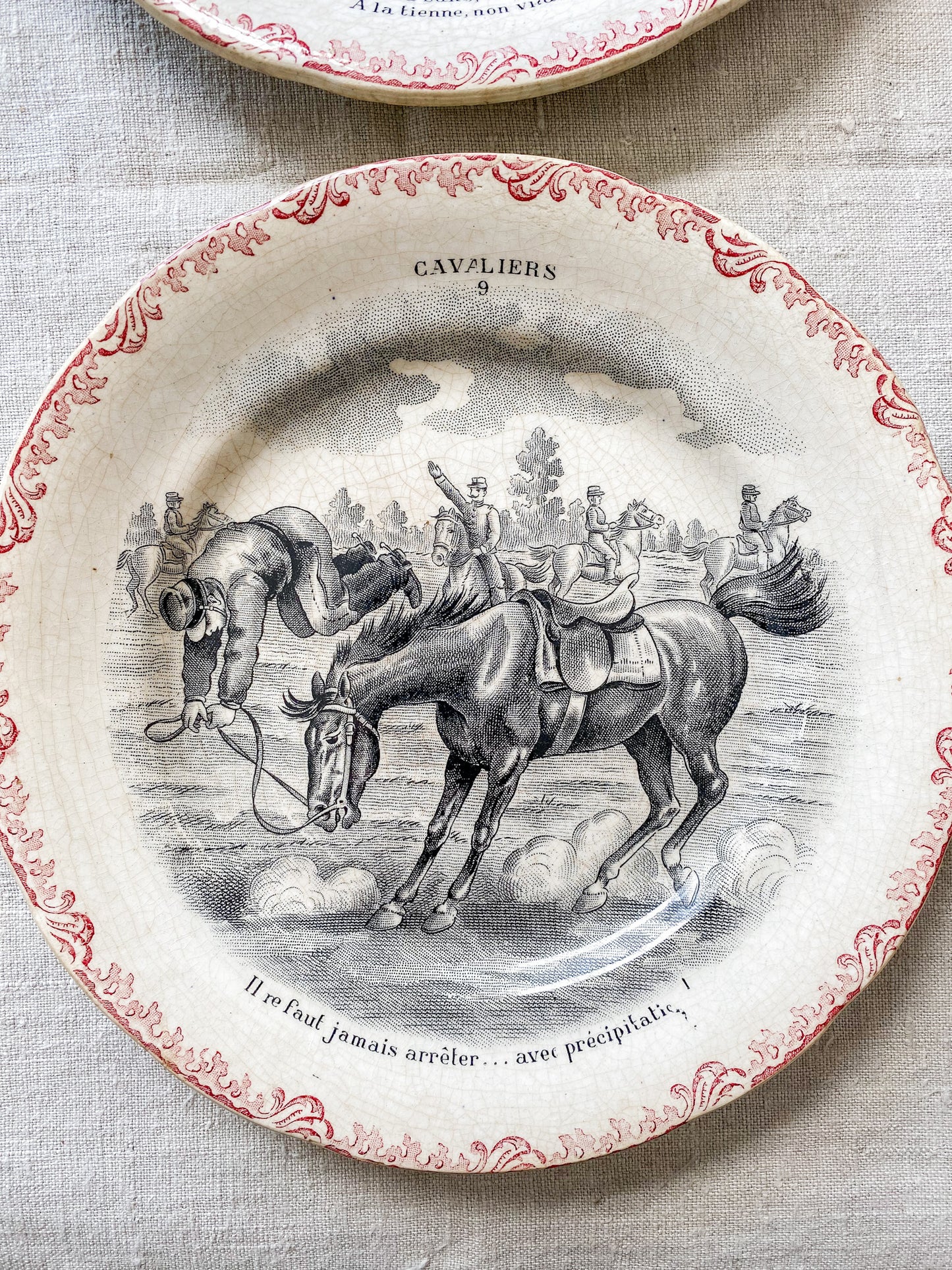 Cavaliers Set of 4 Equestrian French Conversation Plates