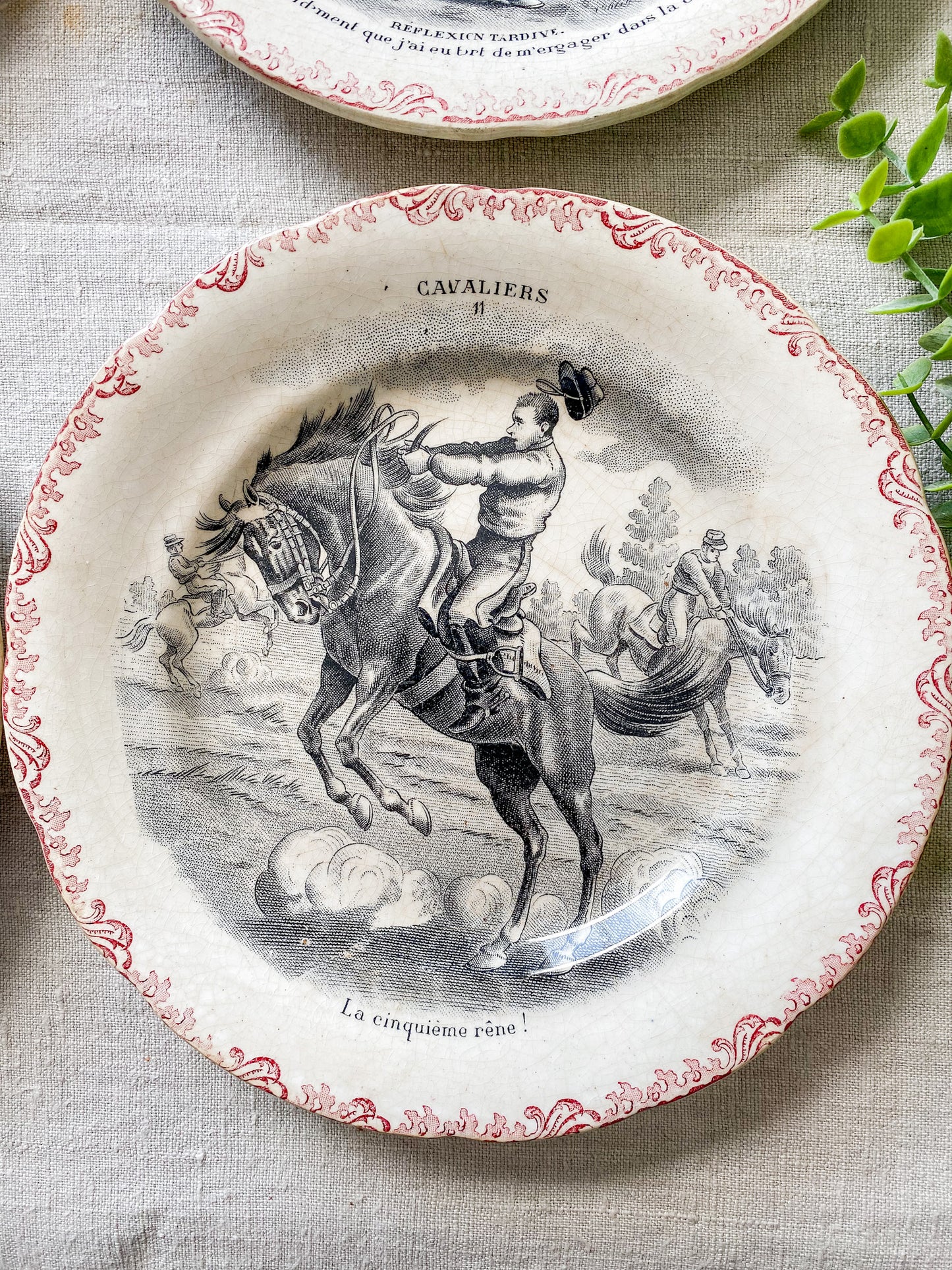 Cavaliers Set of 4 Equestrian French Conversation Plates