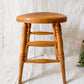 Vintage Solid Oak Mini Bar Stool | Earth Tones Wood Plant Stand | Rustic Farmhouse Side Table