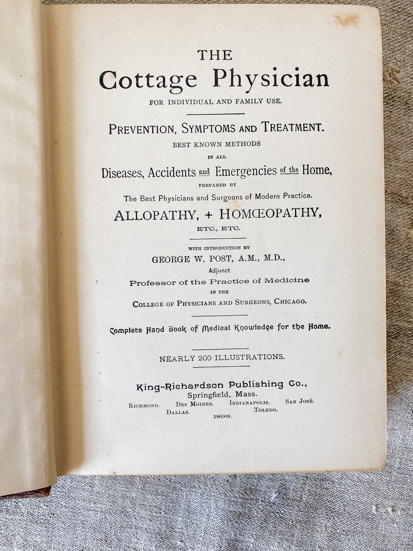 The Cottage Physician | Antique Home Medical Advice Book, 1895
