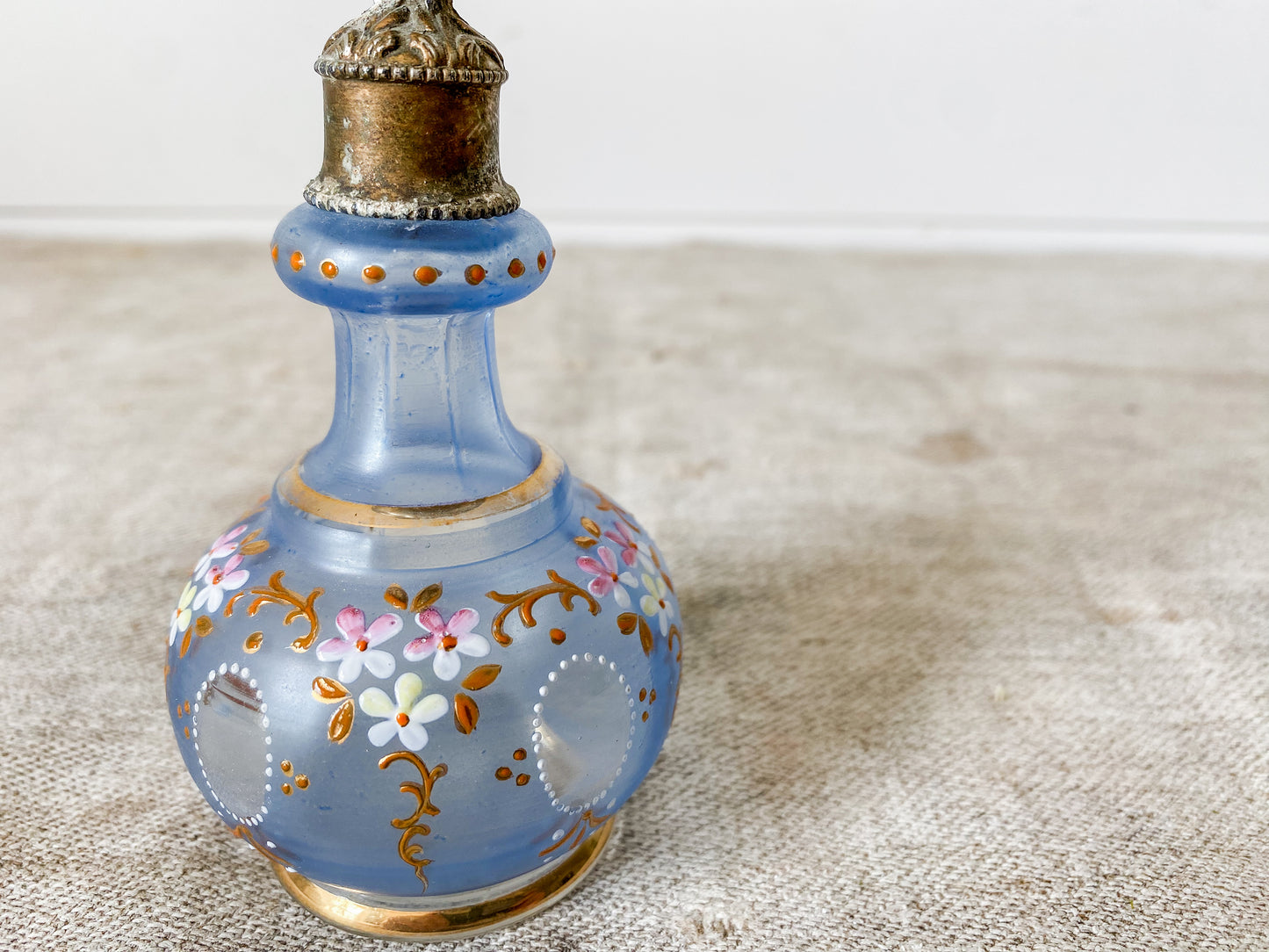 Antique Hand Painted Perfume Bottle with Koi Stopper