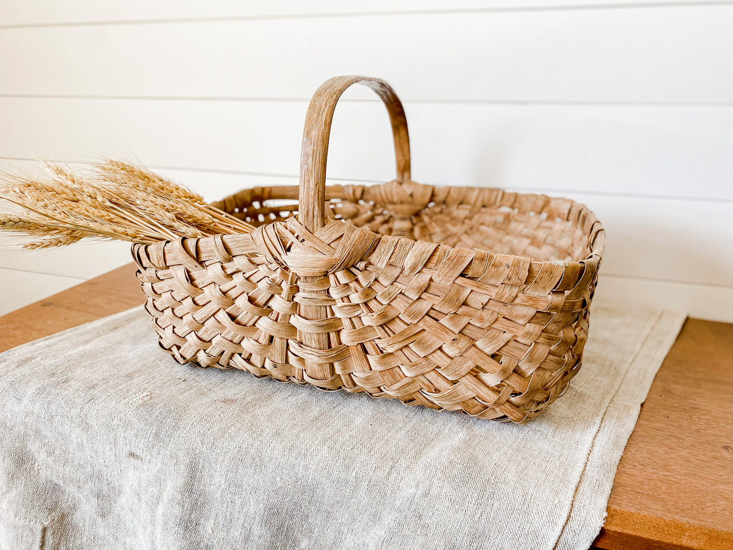 Antique Primitive Foraging Basket | Split Wood Frame Shaker Style Basket