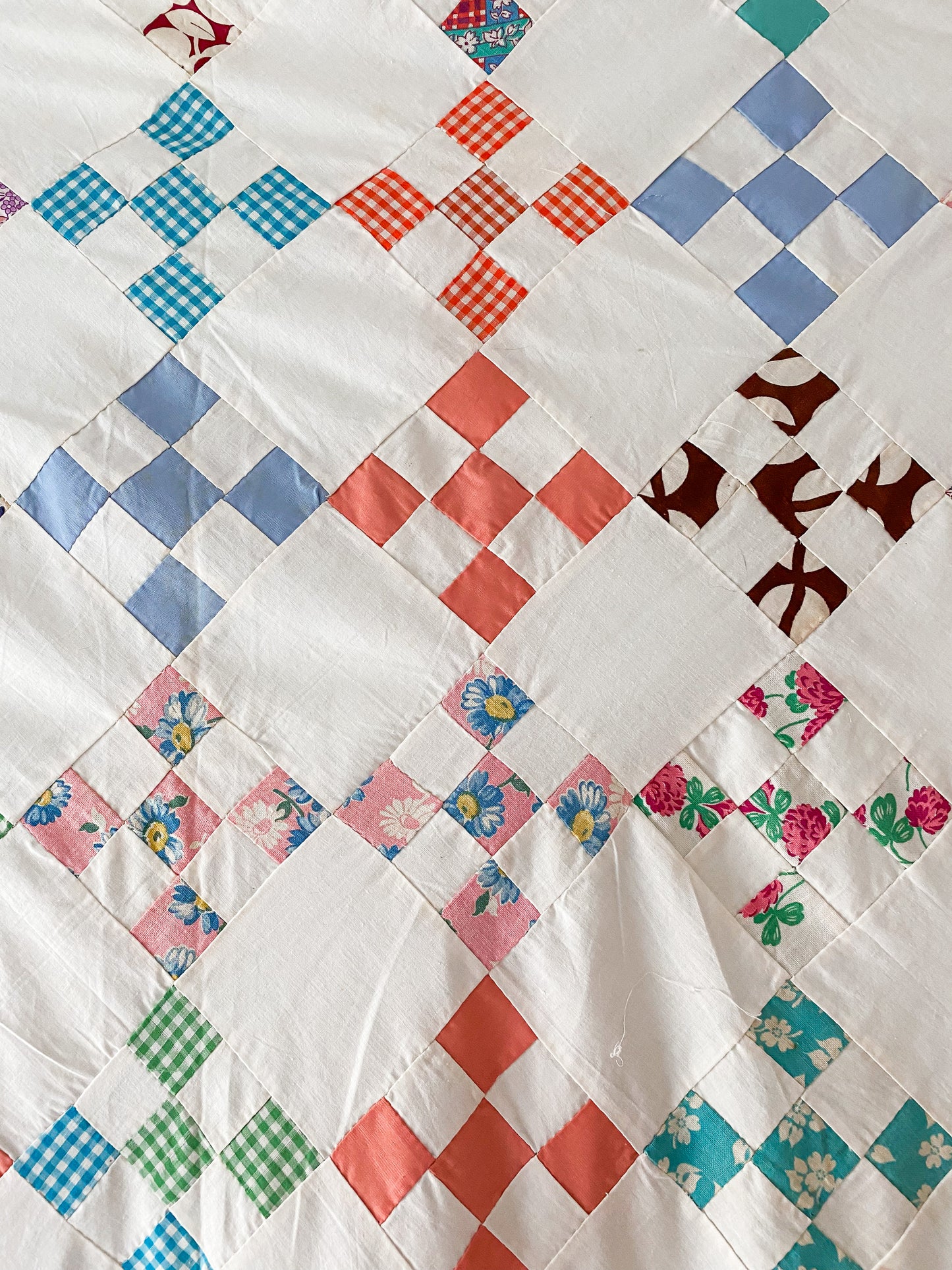 Vintage Single Irish Chain Quilt TOP