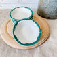 Set of 5 Vintage Berry Bowls | White and Green Caribe Puerto Rico 1960s Restaurant Ware