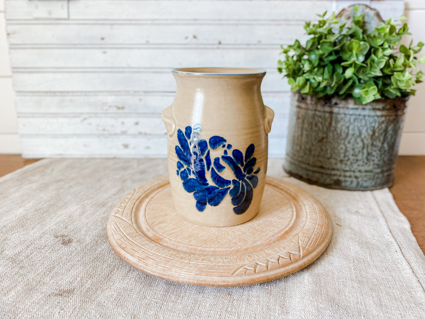 Vintage Stoneware Utensil Jar | Folk Art by Pfaltzgraff