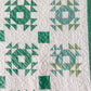 Vintage Green and White "Nest and Fledgling" Quilt