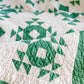 Vintage Green and White "Nest and Fledgling" Quilt