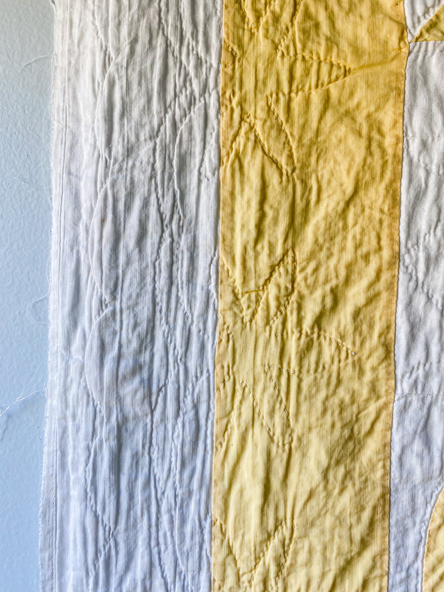 Vintage Yellow and White "Cherry Basket" Quilt