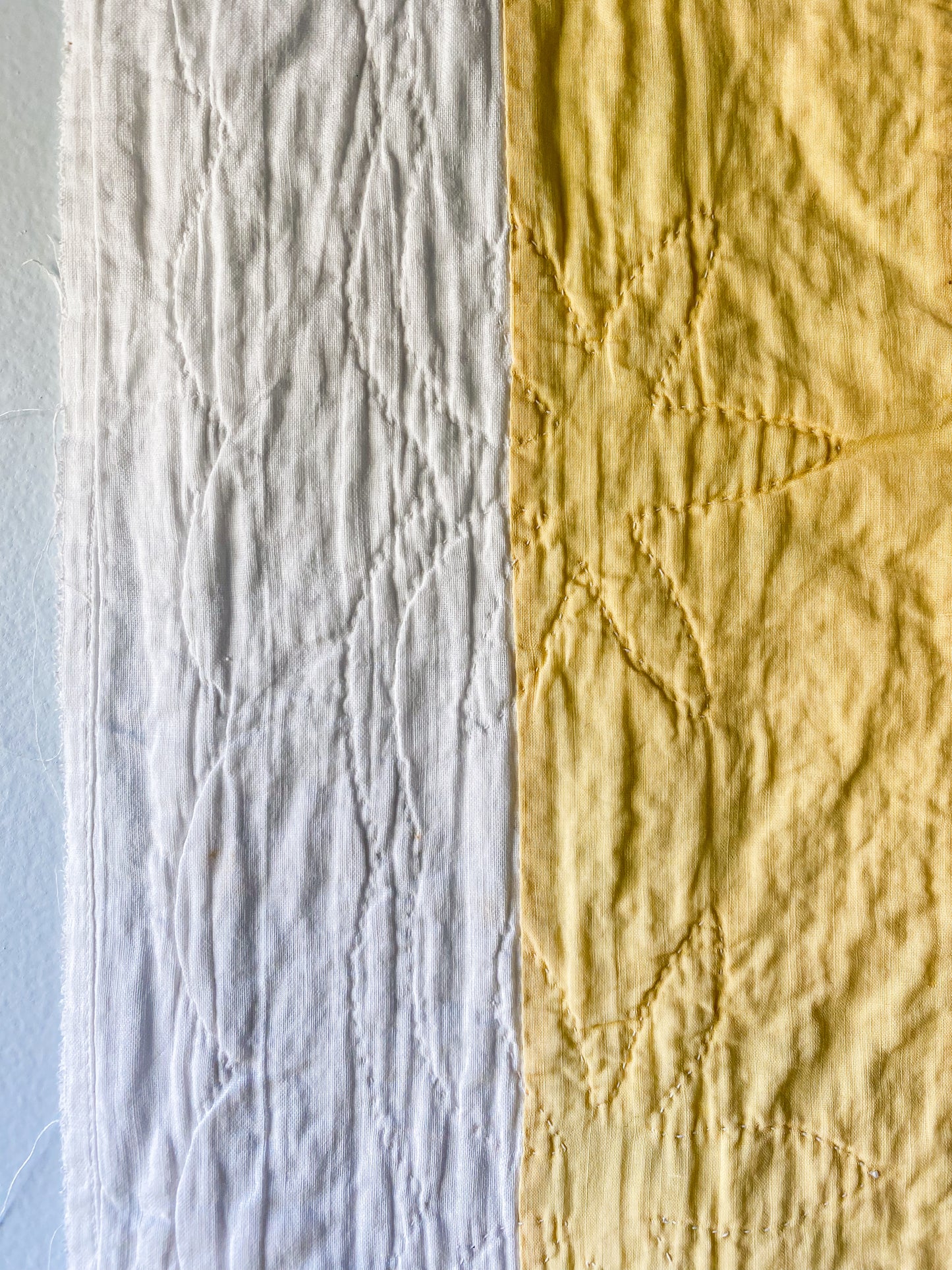 Vintage Yellow and White "Cherry Basket" Quilt