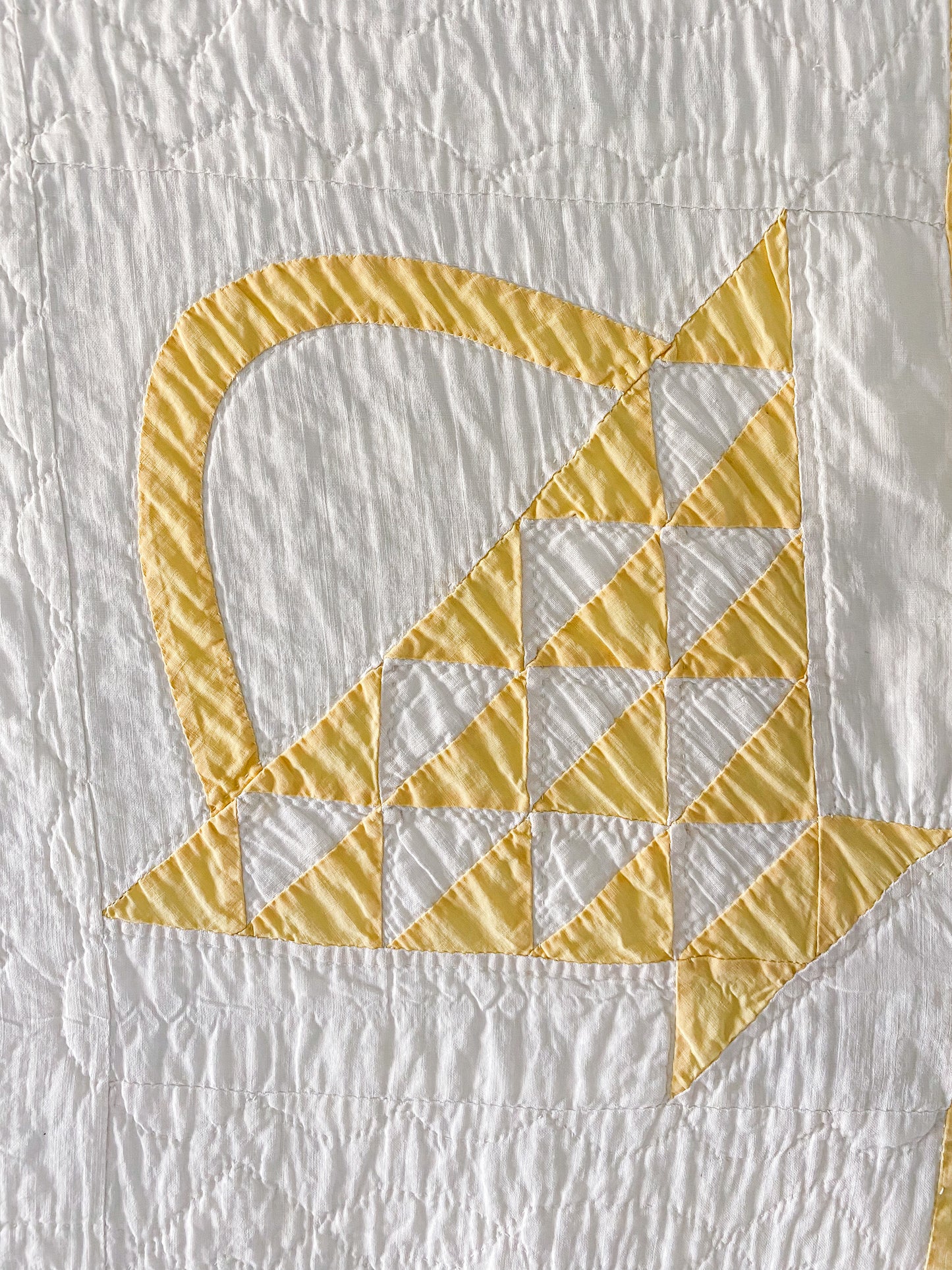 Vintage Yellow and White "Cherry Basket" Quilt