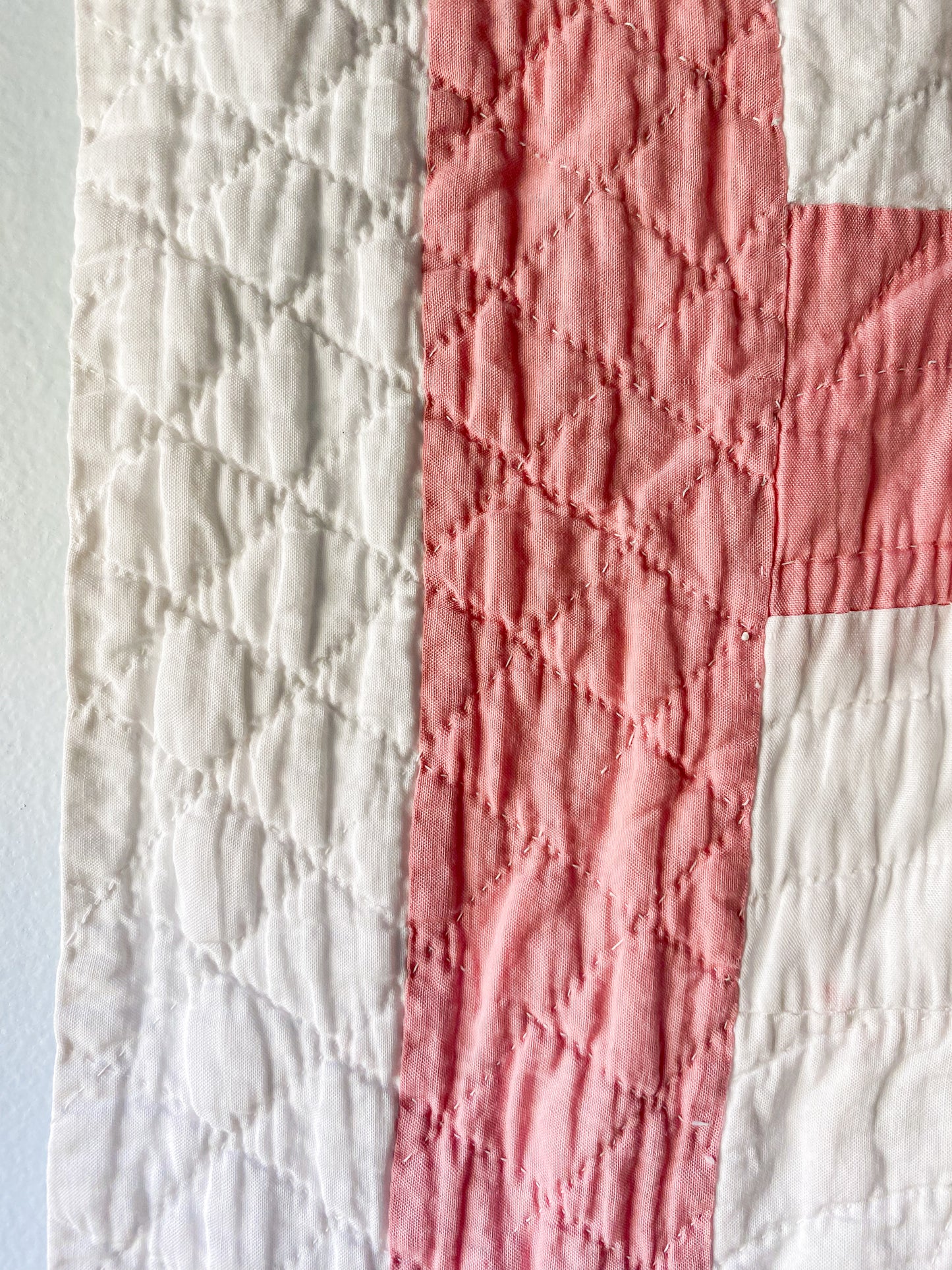 Vintage Pink and White Zig Zag Quilt