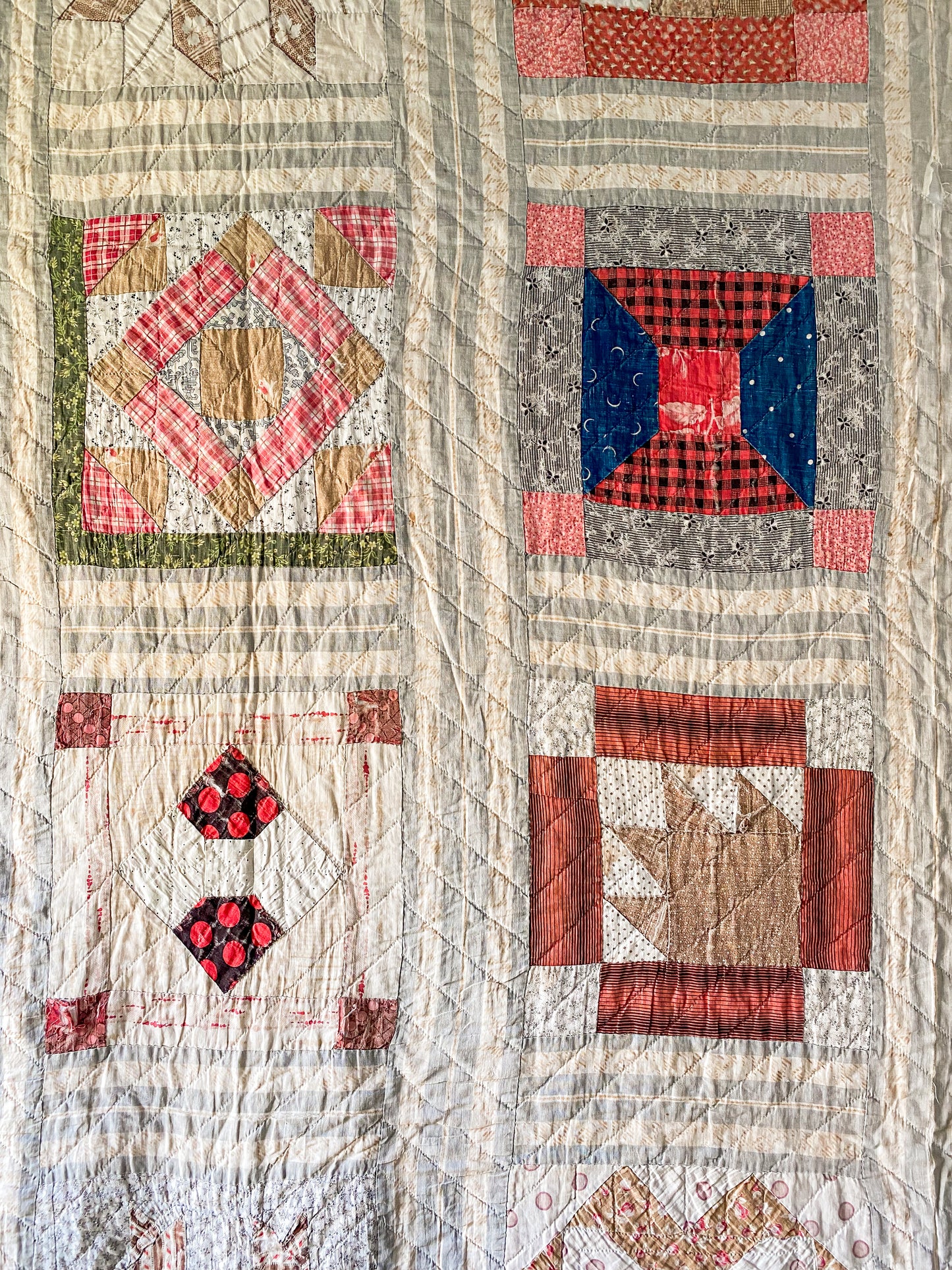 Antique Sampler Block Quilt c1880