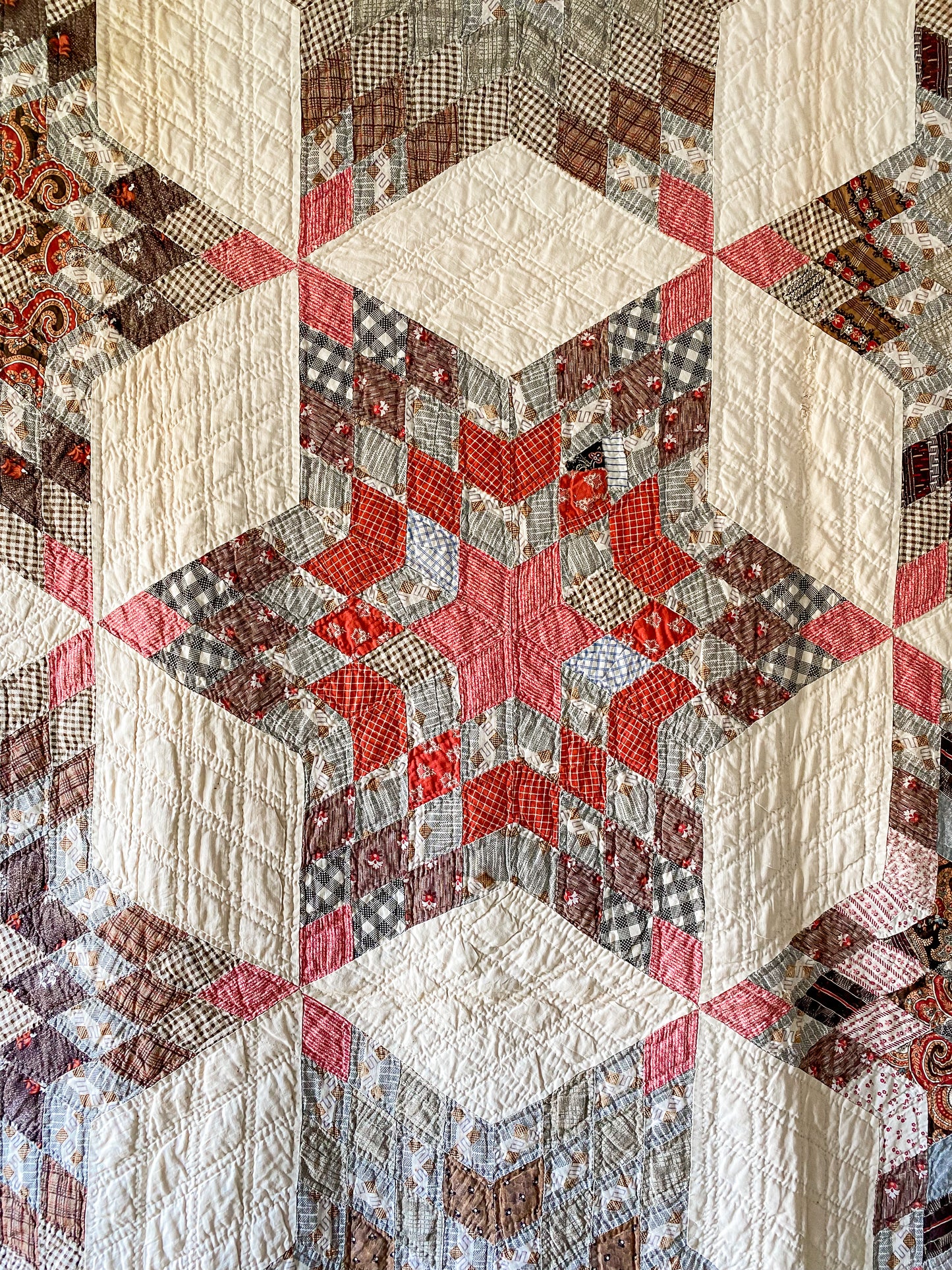 Antique Touching Stars Quilt, c1880