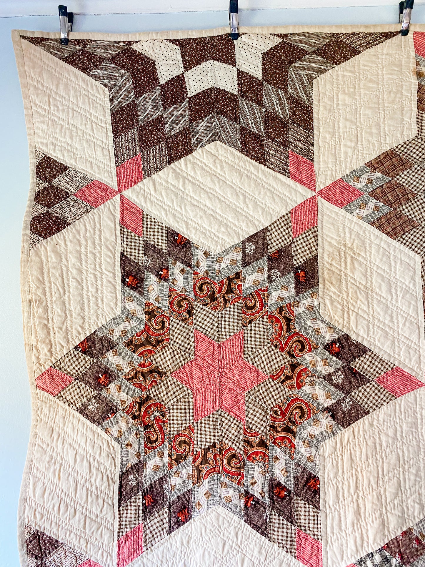 Antique Touching Stars Quilt, c1880