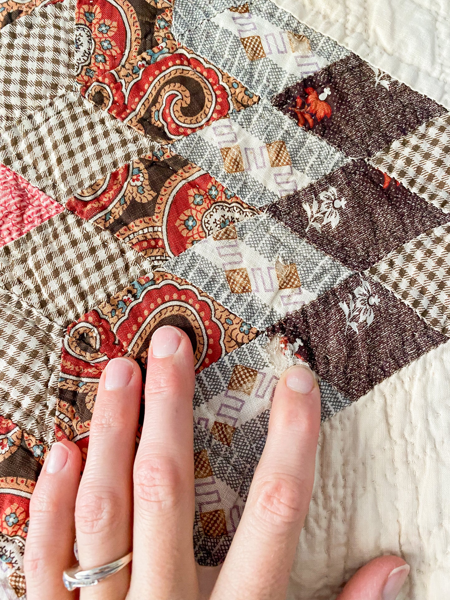 Antique Touching Stars Quilt, c1880