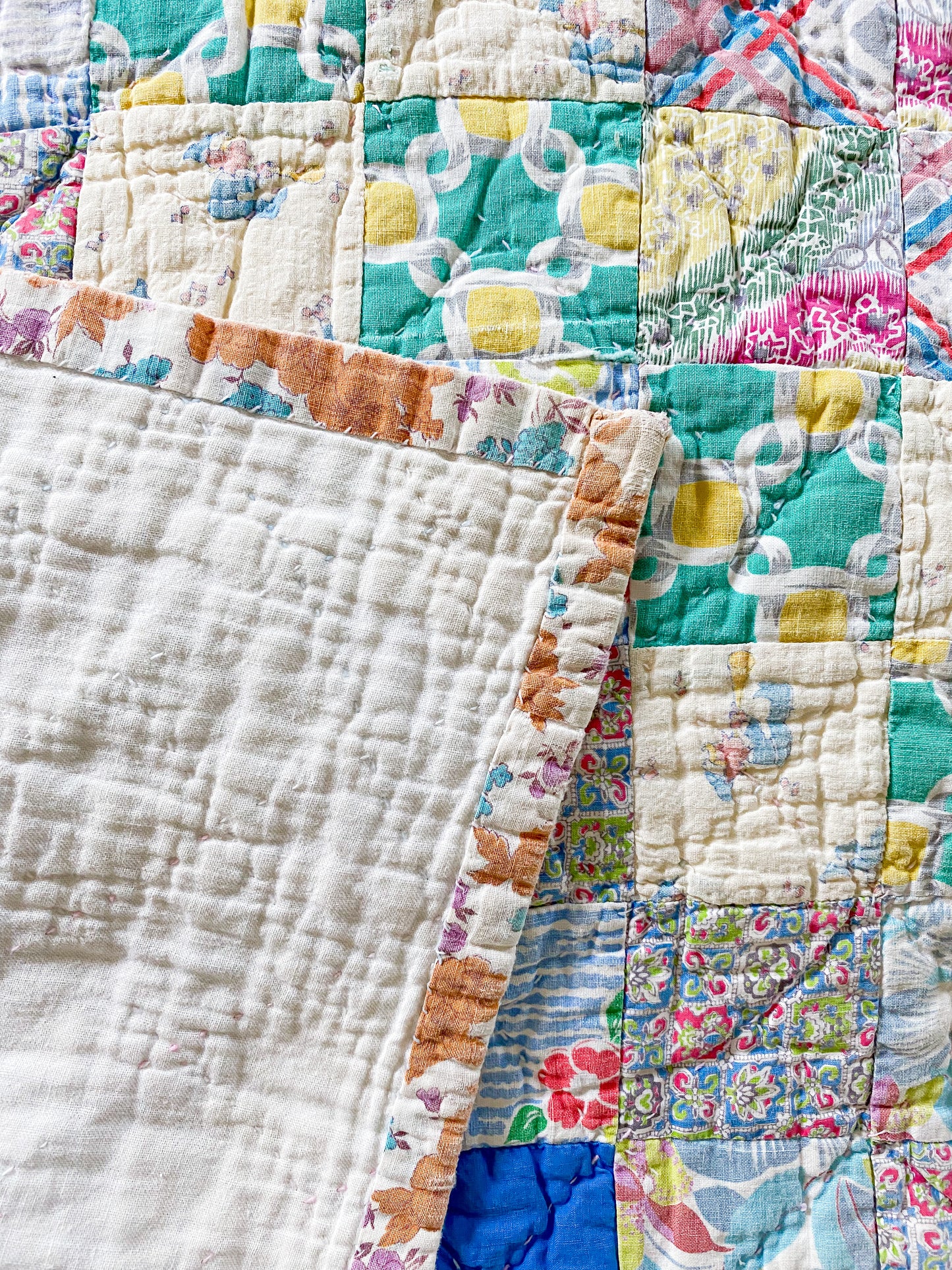 Vintage Scrappy Crib Quilt | Kids' Picnic Blanket