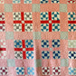 Antique Bachelor's Puzzle Variation Pink and Blue Quilt, c1900