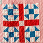 Antique Bachelor's Puzzle Variation Pink and Blue Quilt, c1900